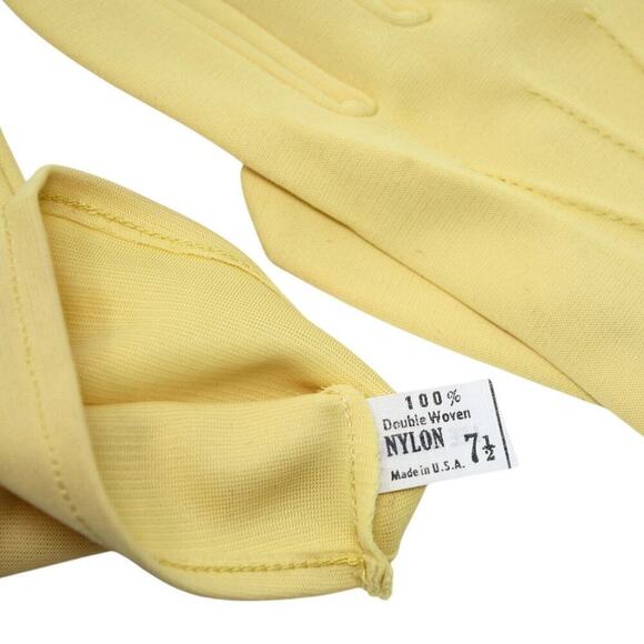Vintage Gloves Lee Begman Yellow Wrist Length Double Woven Nylon 7 1/2 - Hey Viv - Picture 3 of 4